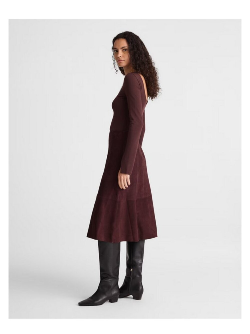 Madewell Seamed Suede Midi Circle Skirt Sample - Size 6 - NWT - Picture 8 of 9